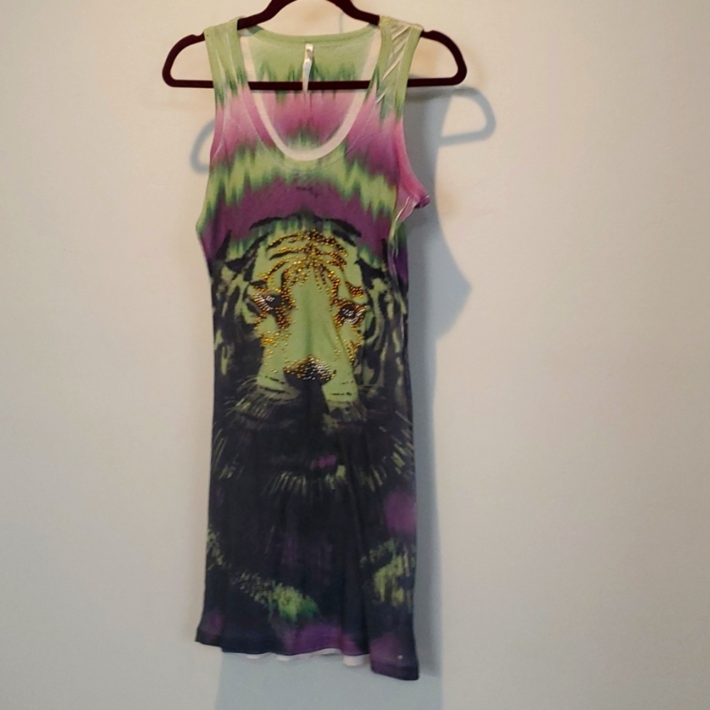 Tiger design tank dress